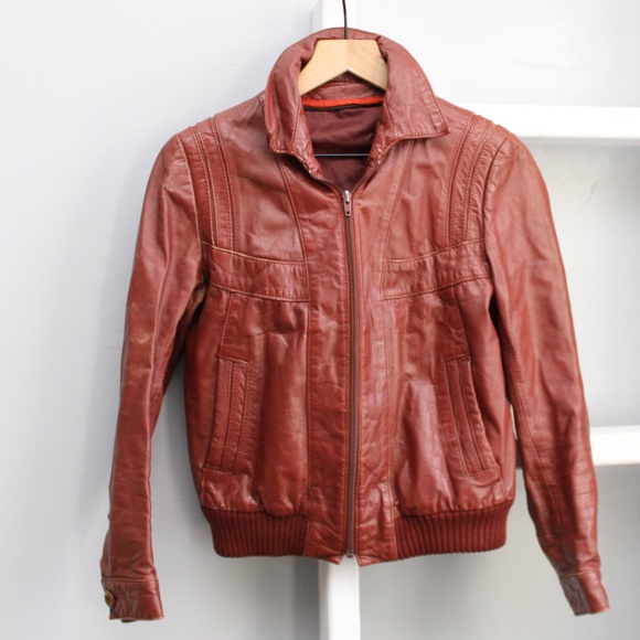 Vintage Jackets & Blazers - Vintage Brown Leather Jacket
